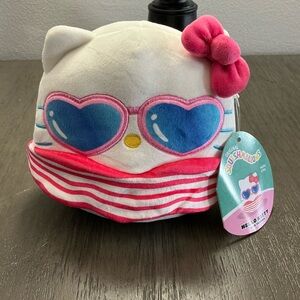 Hello Kitty Beach Squishmallows with Pink Bow and Blue Sunglasses